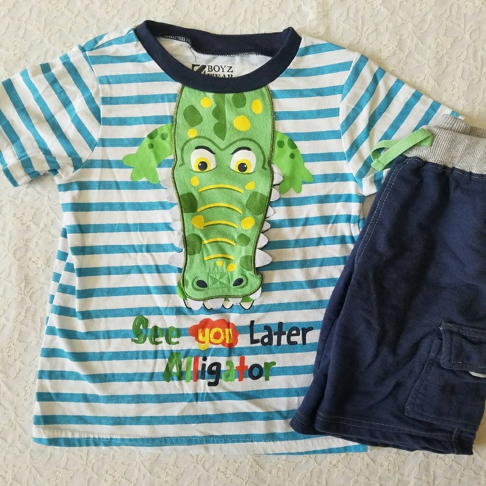 CU Later Alligator Toddler Boys Matching Set Sz 4T